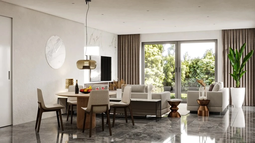 Light Luxury Courtyard dining-room