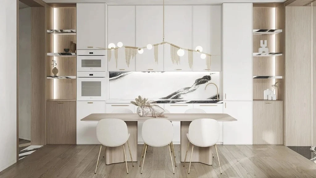 Plain White Simple Luxury dining-room