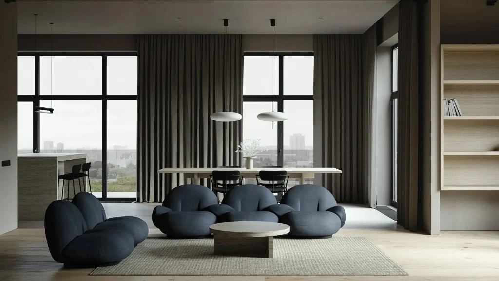 Round Light & Deep Grey(LRSSJY0091RT)-Living room