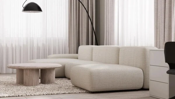 Minimalist Home: Fusion of Simplicity and Texture(LRSSJY0119RT)-Living room