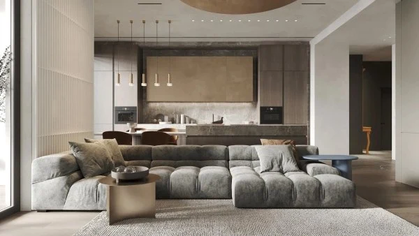 Plain Warm Brown Tones: Natural Dwelling Life(LRSSJY0131RT)-Living room