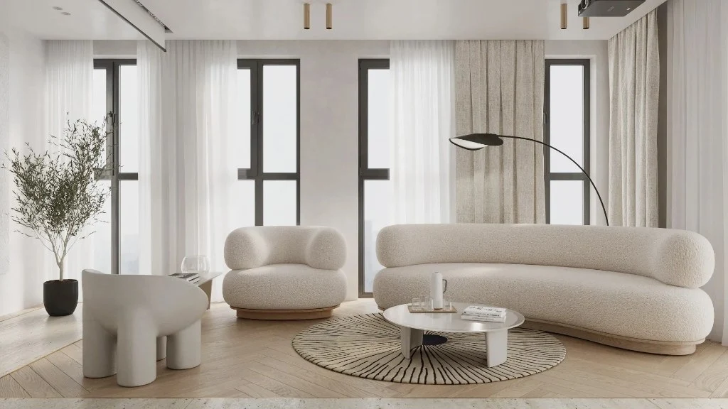 Simple White Artistic Realm living-room