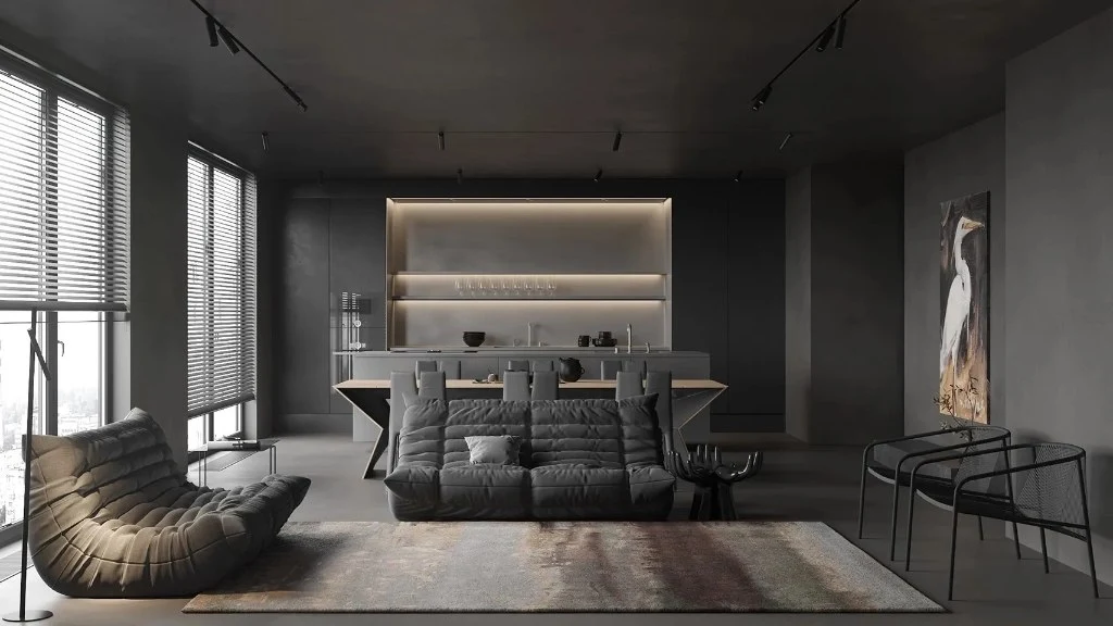 Dark Gray Wabi - Sabi living-room