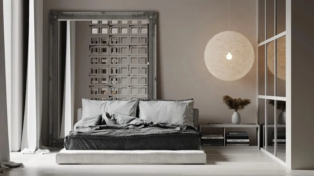 Wabi-Sab Gray-Toned Residence bedroom