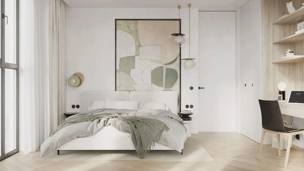 Simple White Artistic Realm bedroom