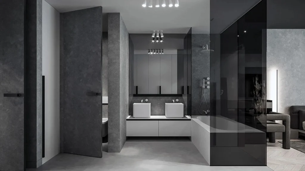 Dark Gray Industrial Style bathroom