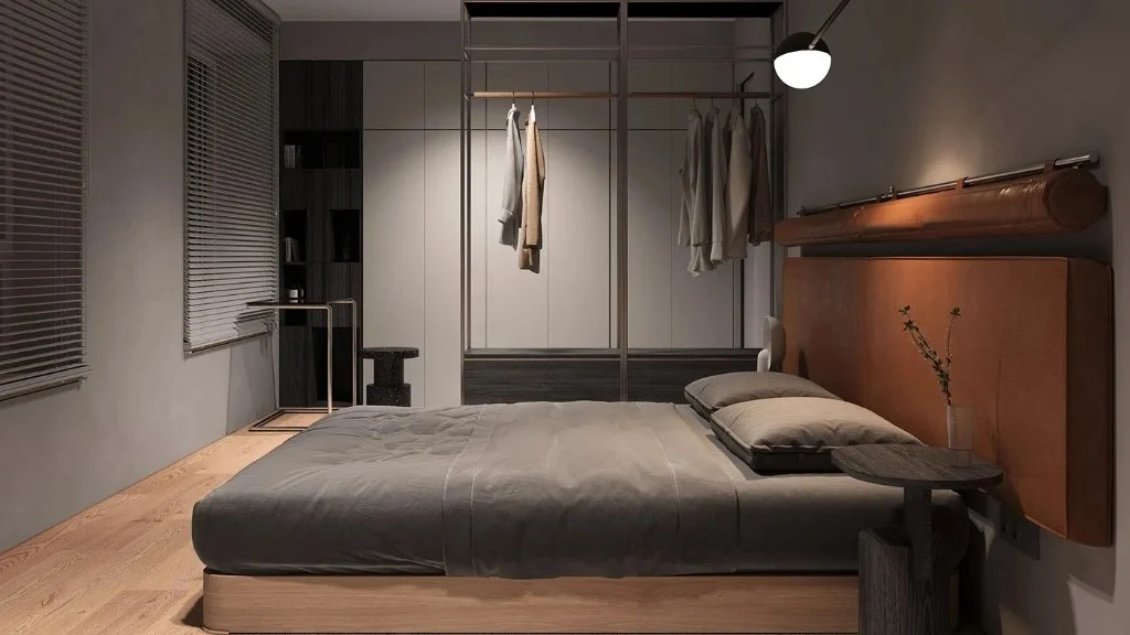 Dark Brown Wabi-Sab Quiet Residence bedroom