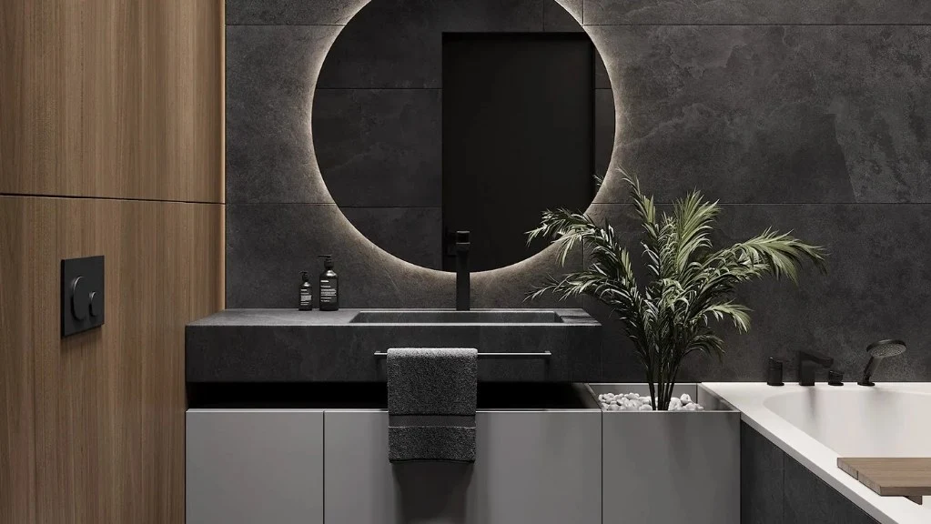 A Quiet Textured Residence bathroom