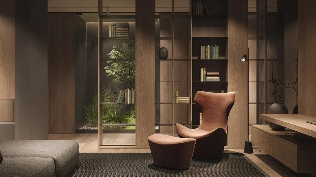 Natural Wood-Toned Spaces study-room