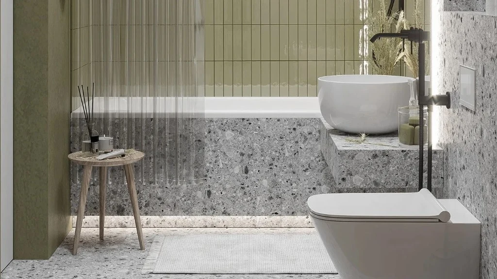 Ivy and Light Wood bathroom