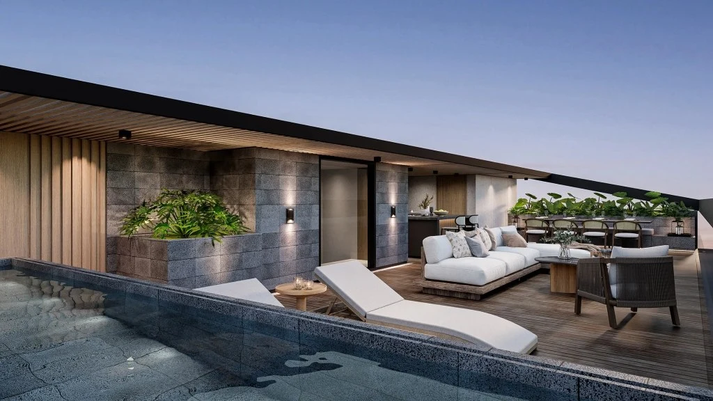 Tropical Modern Oasis: Natural Wood and Serene, Nature-Inspired Design yard