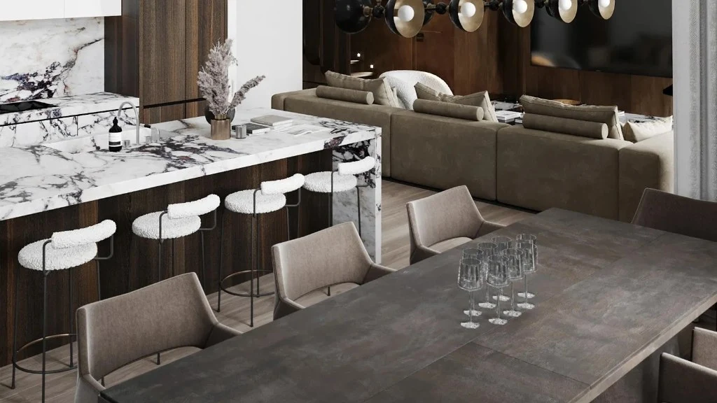 Home Space with Both Texture and Comfort dining-room