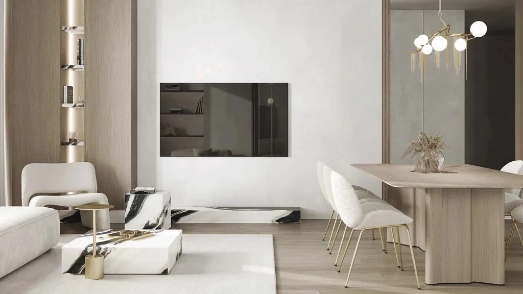 Plain White Simple Luxury living-room