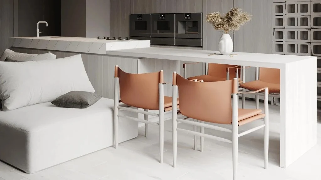 Wabi-Sab Gray-Toned Residence dining-room