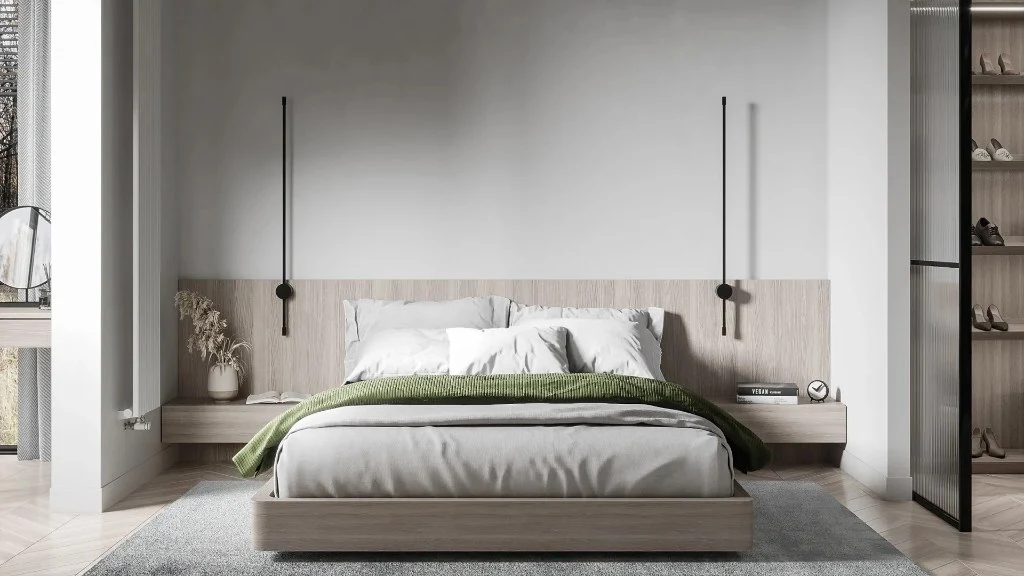 Ivy and Light Wood bedroom