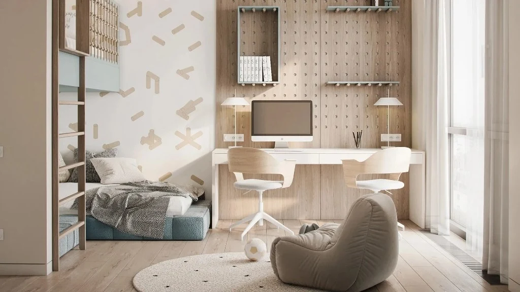 Logs and Orange bedroom