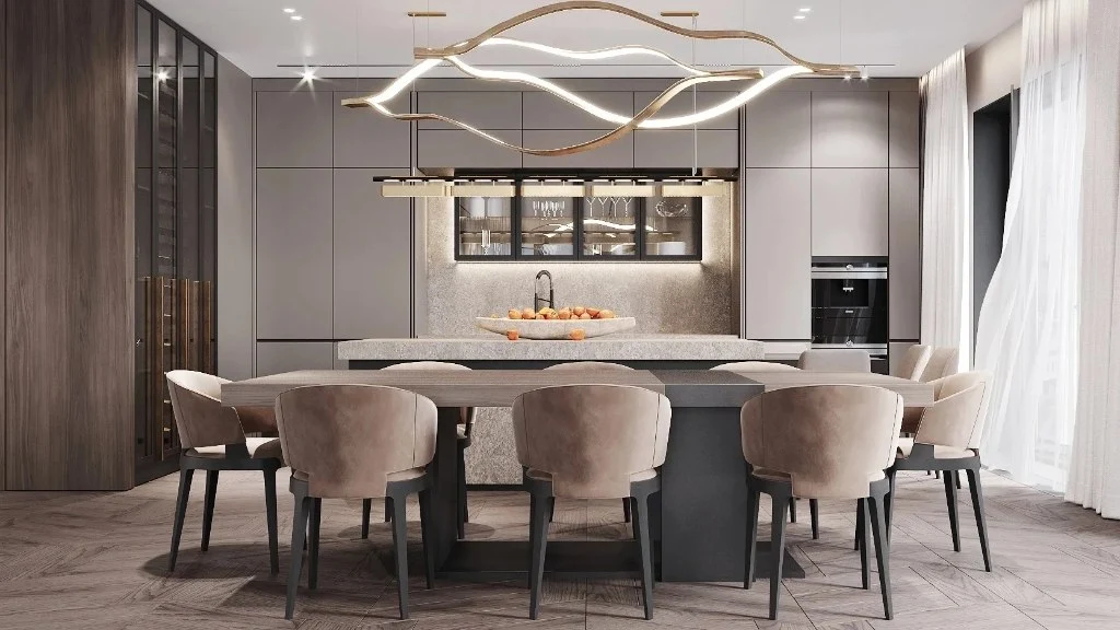 Home Space with Both Texture and Practicality dining-room