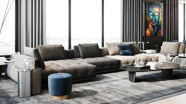 Dark-Toned Modern Luxurious Home Space(DRSSJY0112RT)-Living room