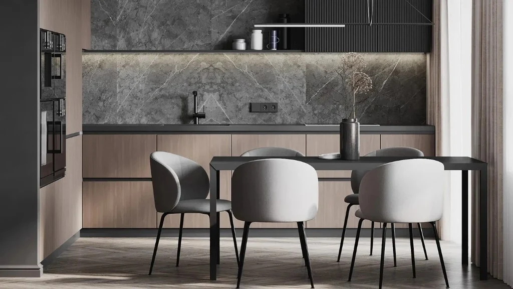 Dark Brown and Light Wood dining-room