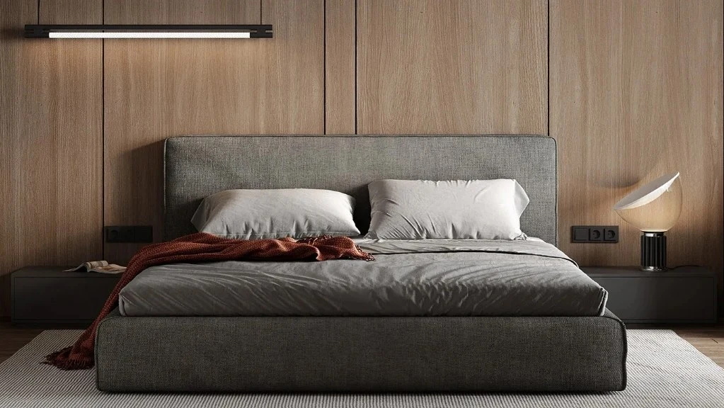 Warm Wood and Orange Light bedroom