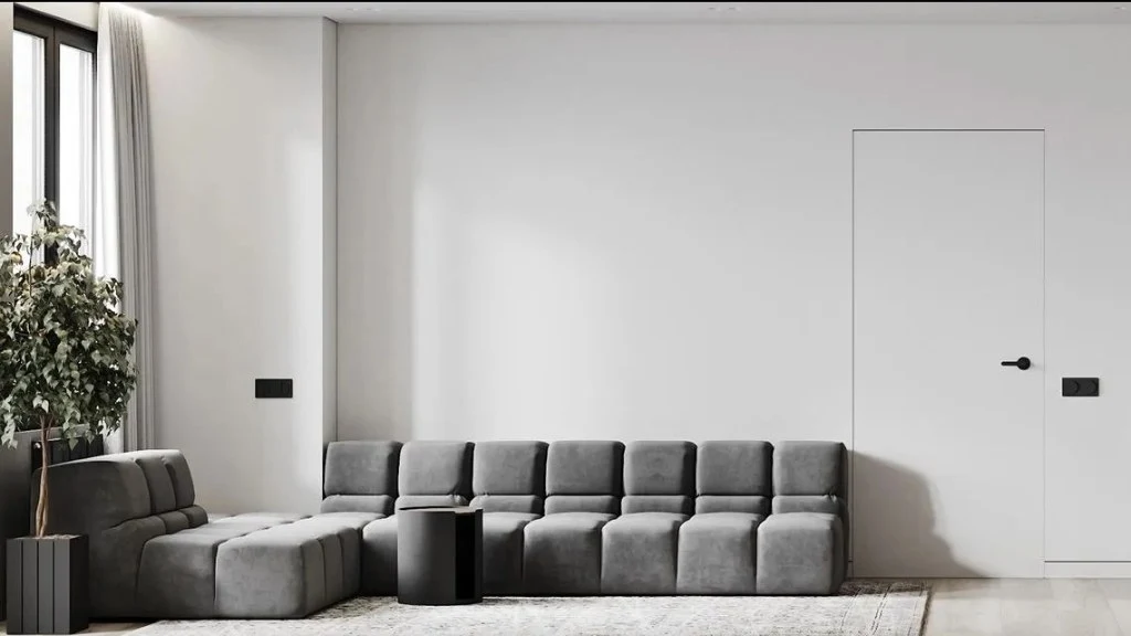 Simple Grey Tones, A Quiet and Elegant Home living-room
