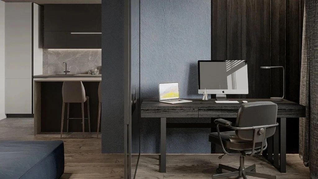 Dark-Toned Modern: Urban Textured Home Space study-room