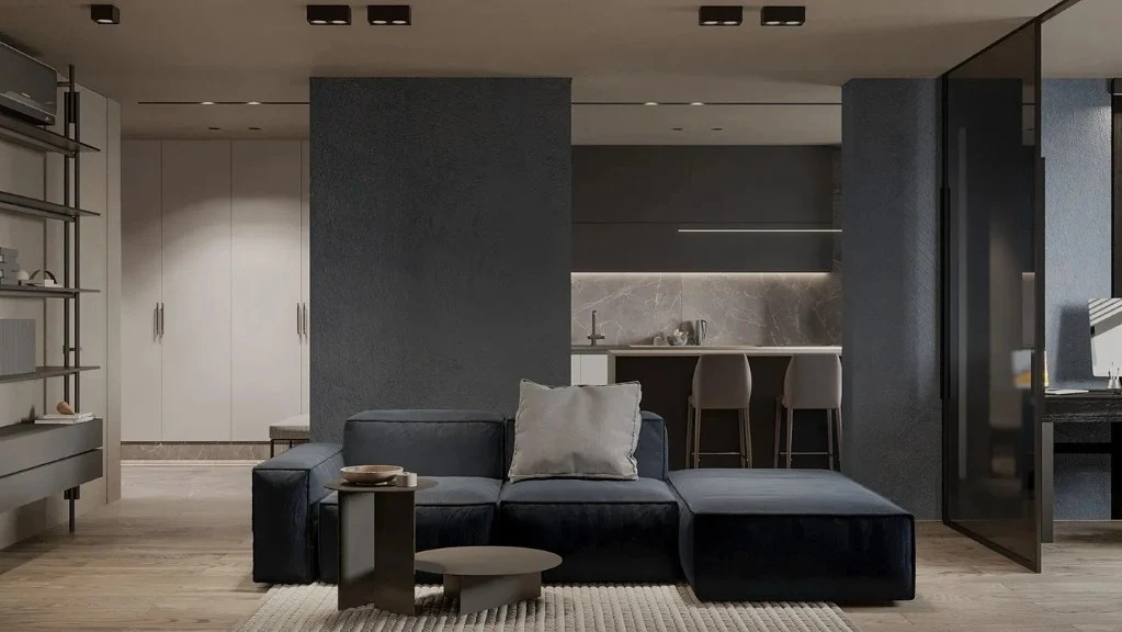 Dark-Toned Modern: Urban Textured Home Space living-room