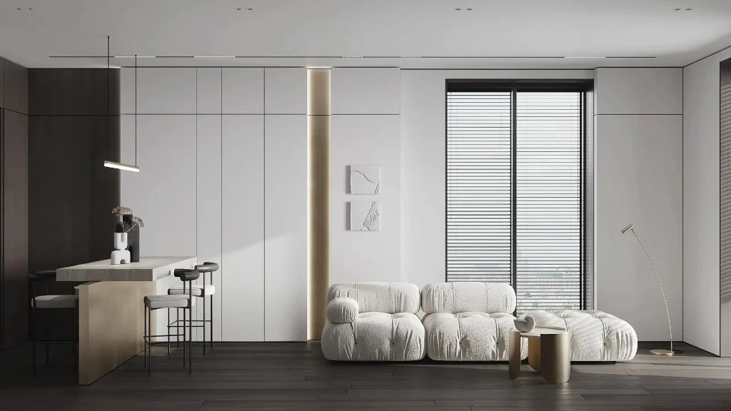 Minimalist Style: an Urban Quiet Residence living-room