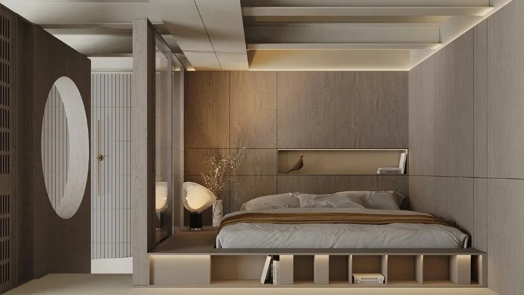 Interweaving of Log and Industrial Styles bedroom