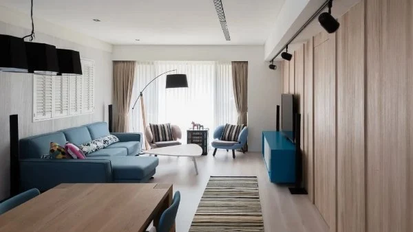 Tranquil blue furniture with Nordic style, showing fresh and good temperament
