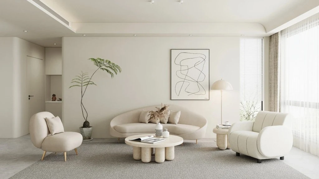 Simple Cream Style-A Quiet Breathing Space(LRSSJY0171)-Living room