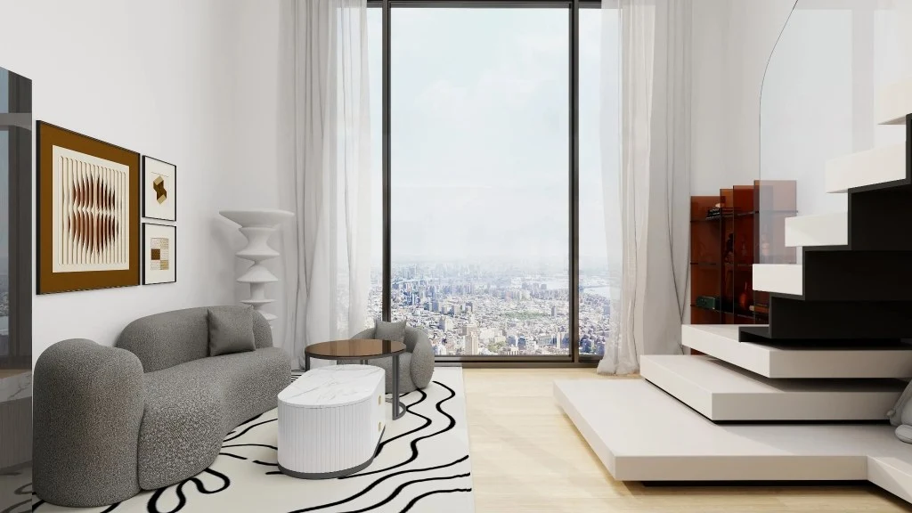 Loft Luxury-Urban Aesthetics of Space Folding living-room