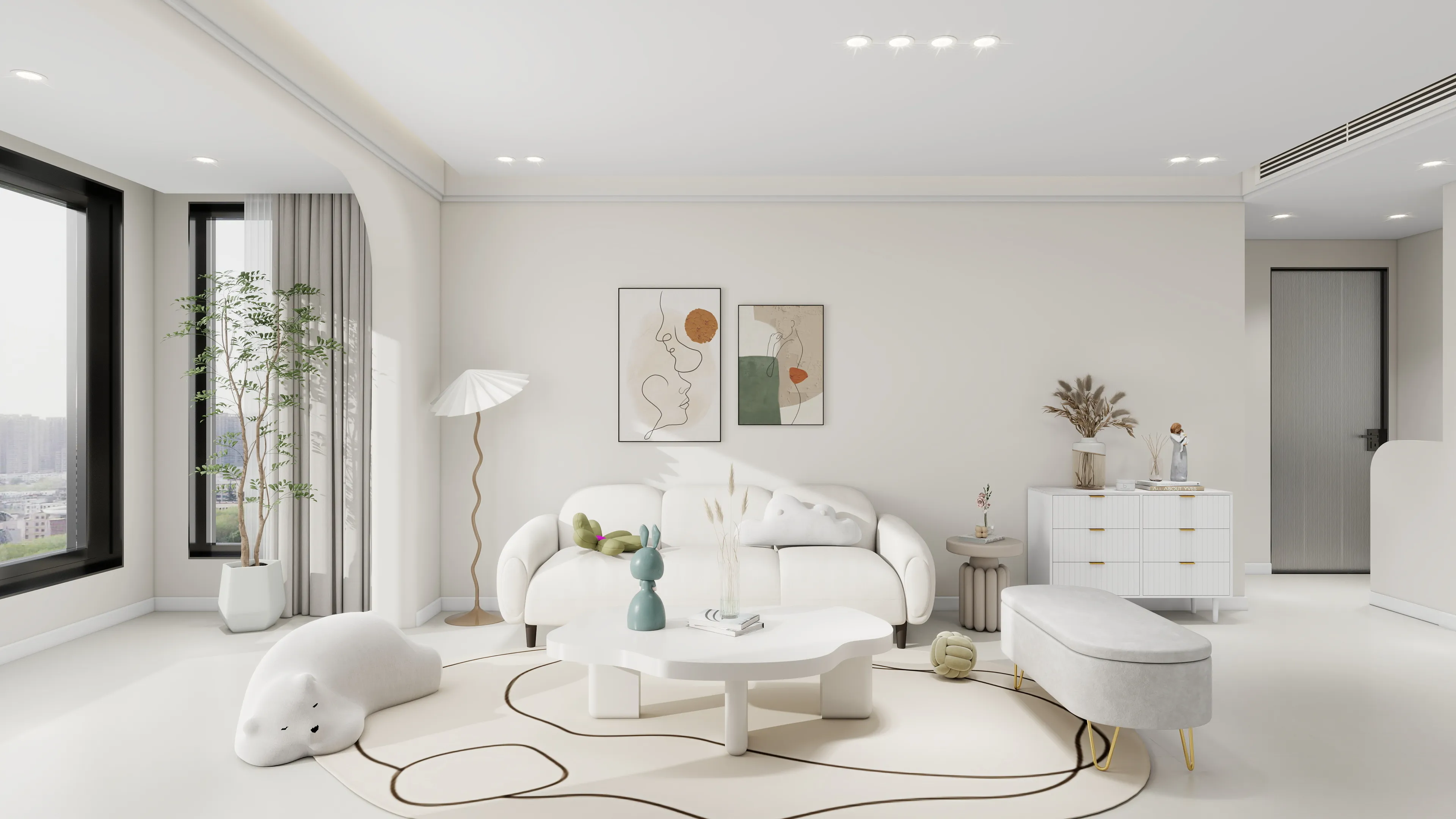 Soft Cream Living room 1