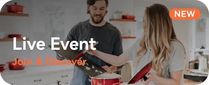 Latest community events and design challenges banner.