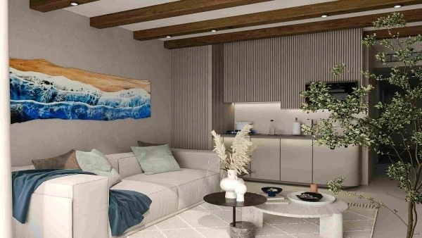 Modern Boho Living Room with Warm Wood Accents