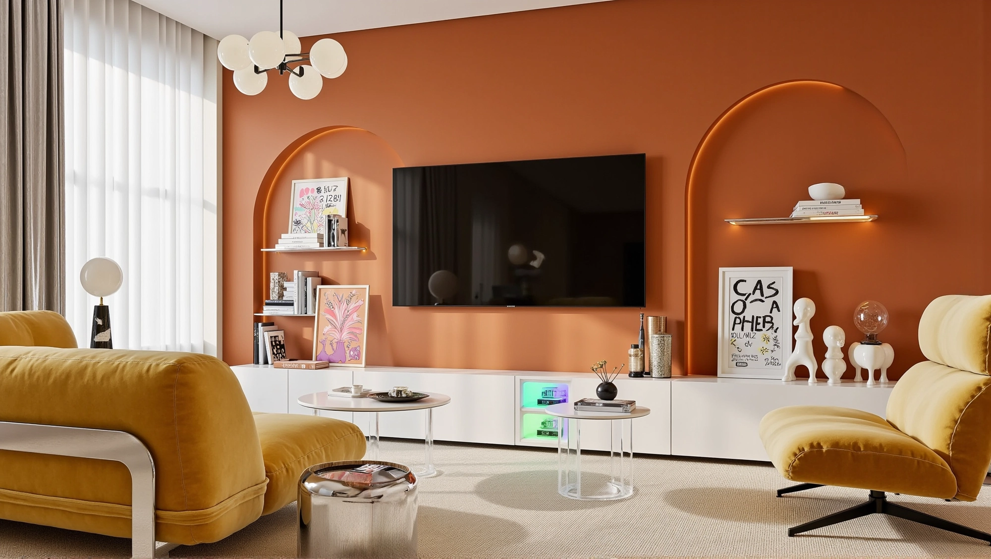 Warm Orange Artistic Realm Living room 1