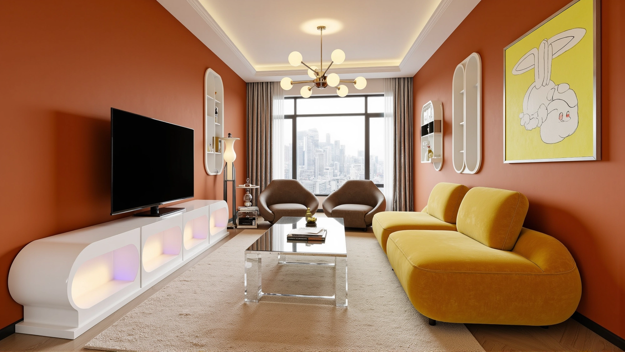 Warm Orange Artistic Realm Living room 3