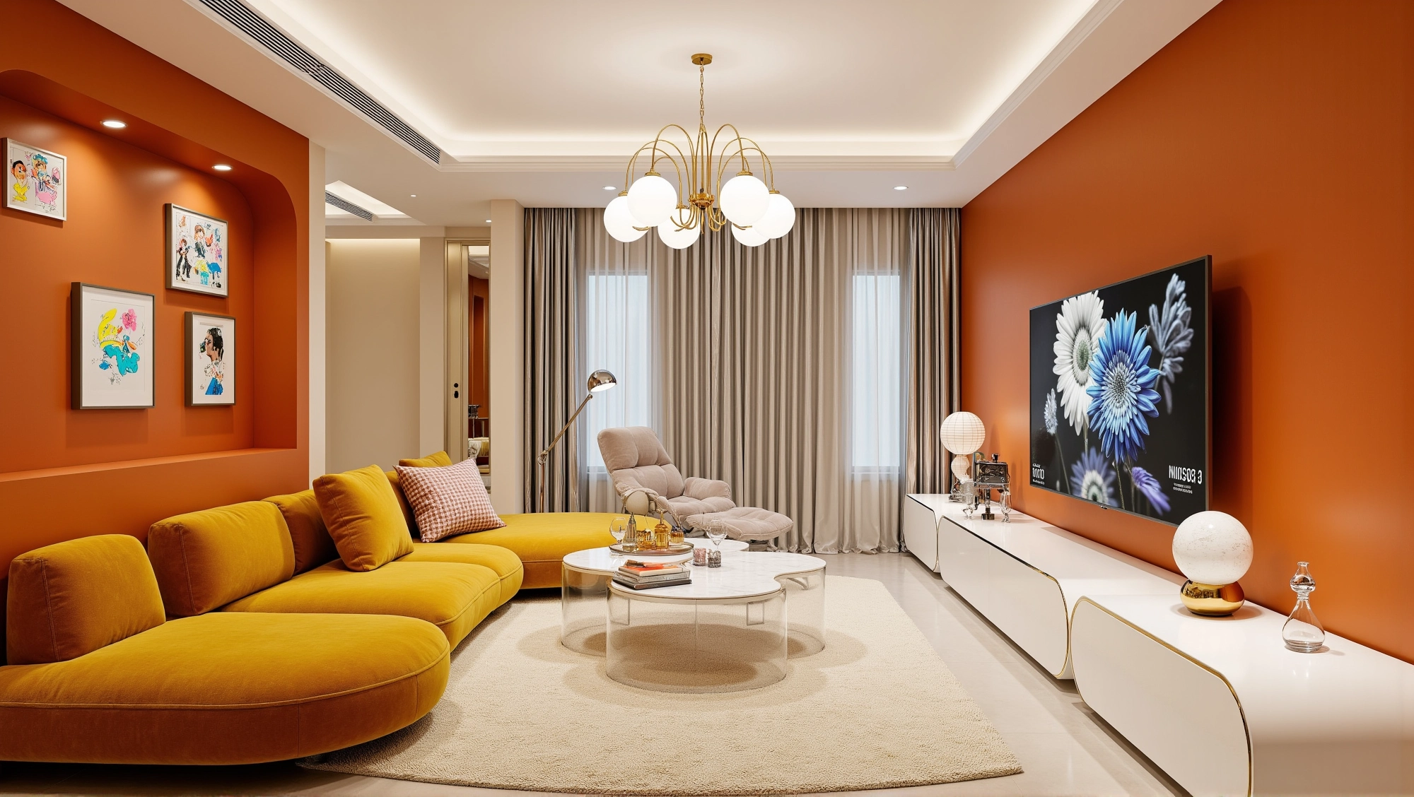 Warm Orange Artistic Realm Living room 5