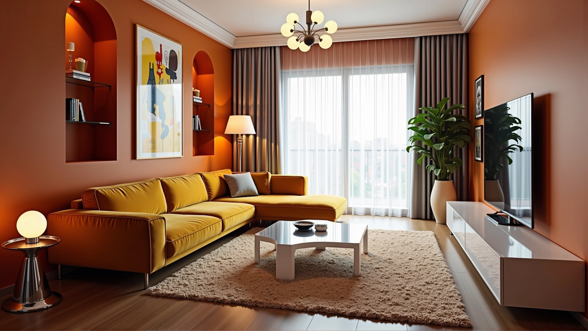 Warm Orange Artistic Realm Living room 4