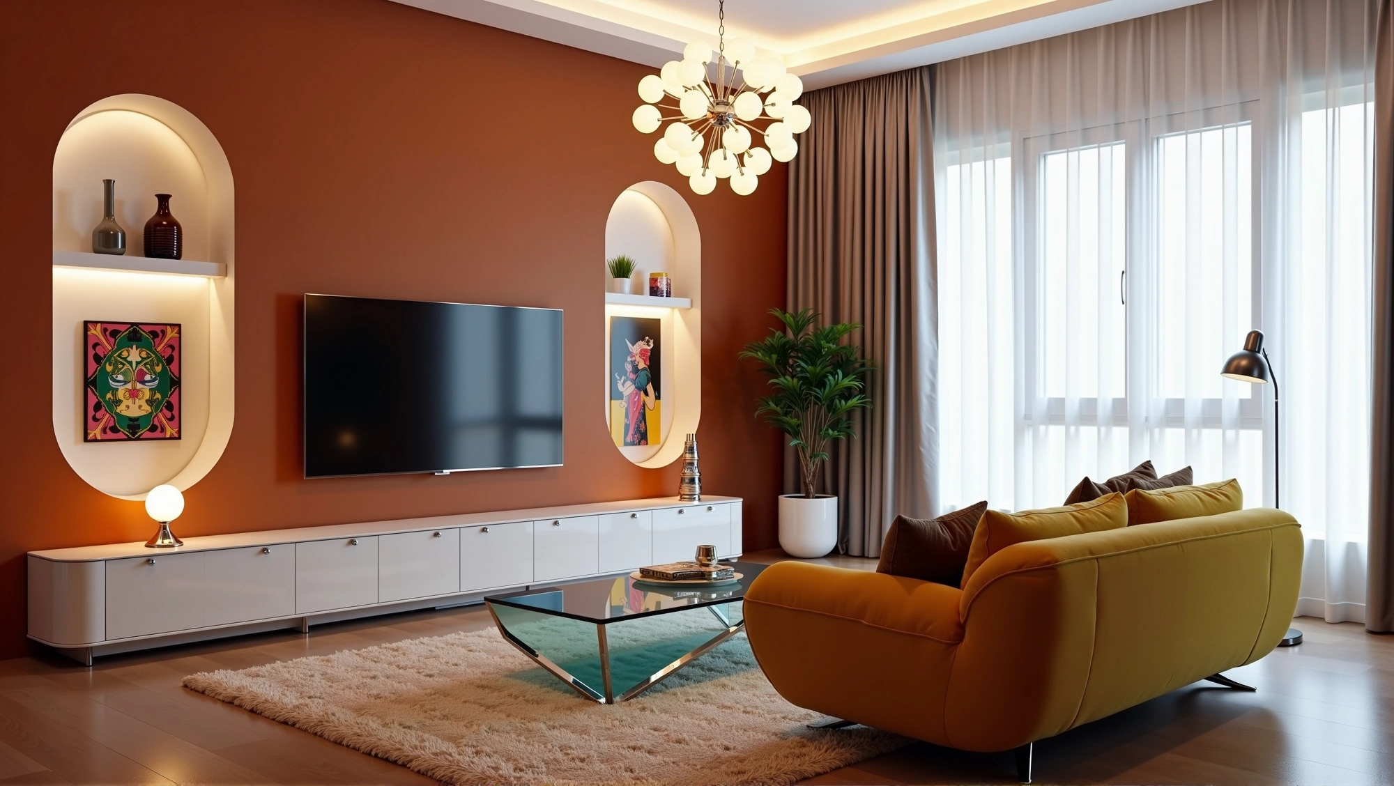 Warm Orange Artistic Realm Living room 2