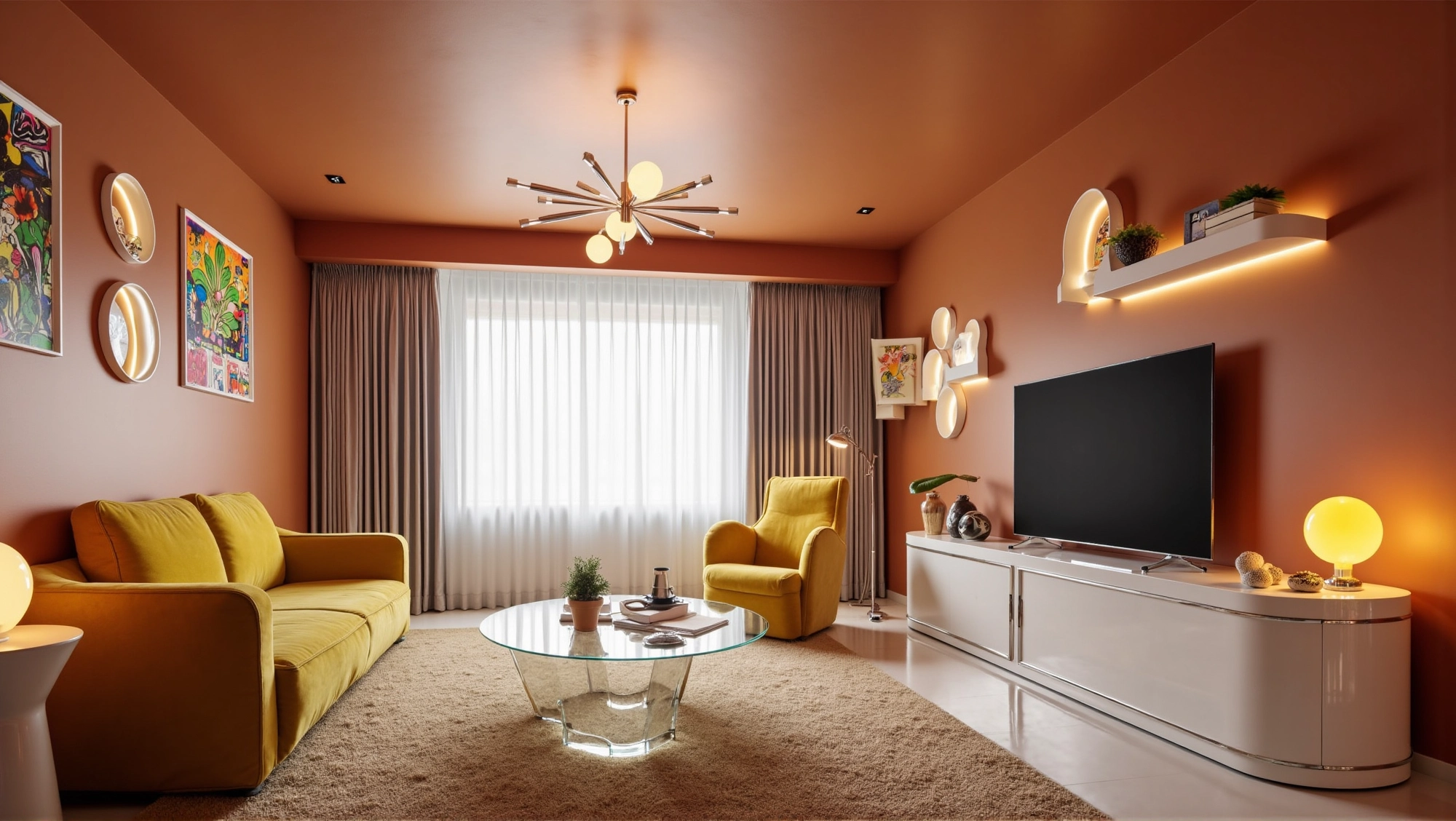 Warm Orange Artistic Realm Living room 7