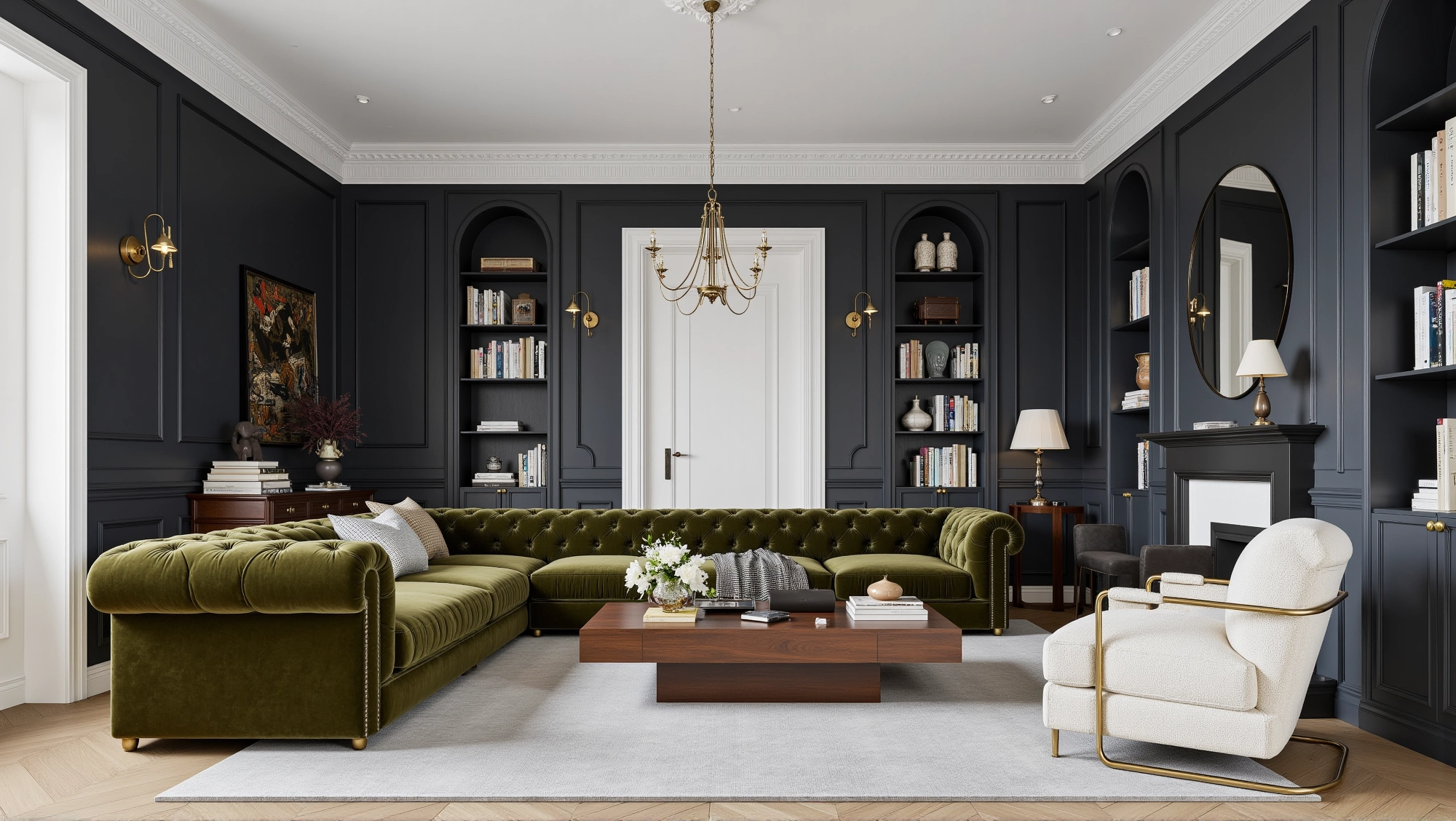 Retro Luxury, Elegant and Deep Living Room Living room 3