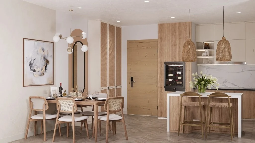 Modern bohemian apartment dining-room