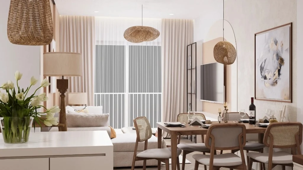 Modern bohemian apartment kitchen