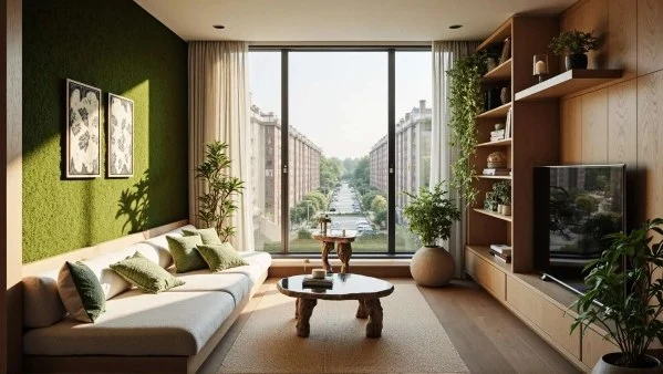 Forest-Style Dwelling, Nature-Infused Living Room