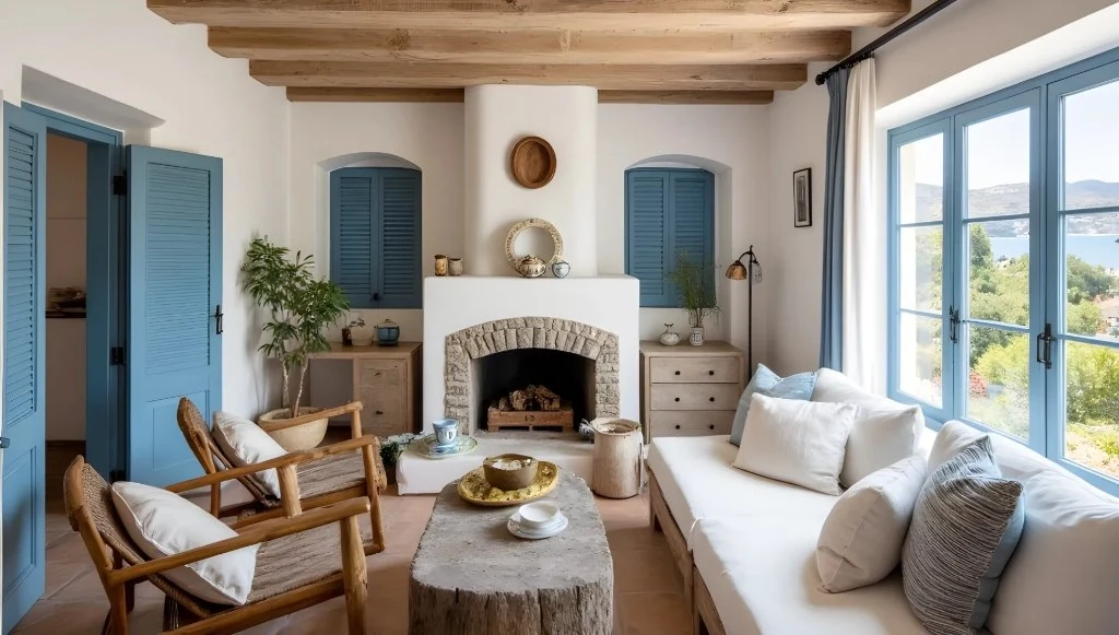Spatial Wandering Between Mediterranean and American Styles living-room