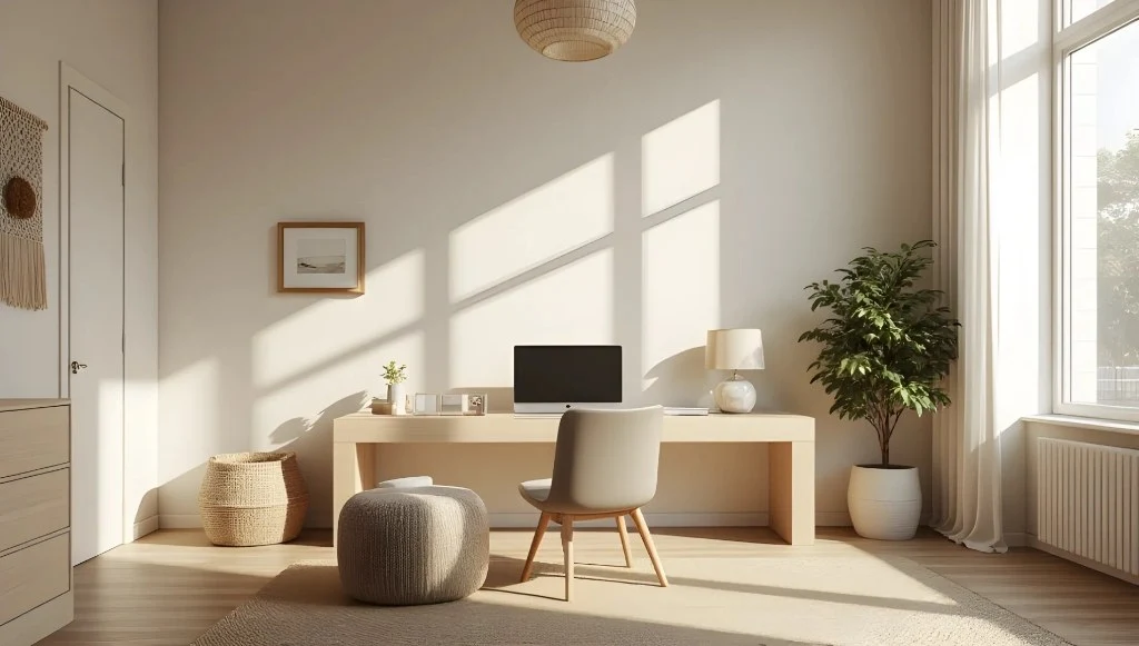 Cream Tone Simple Luxury Style: study-room