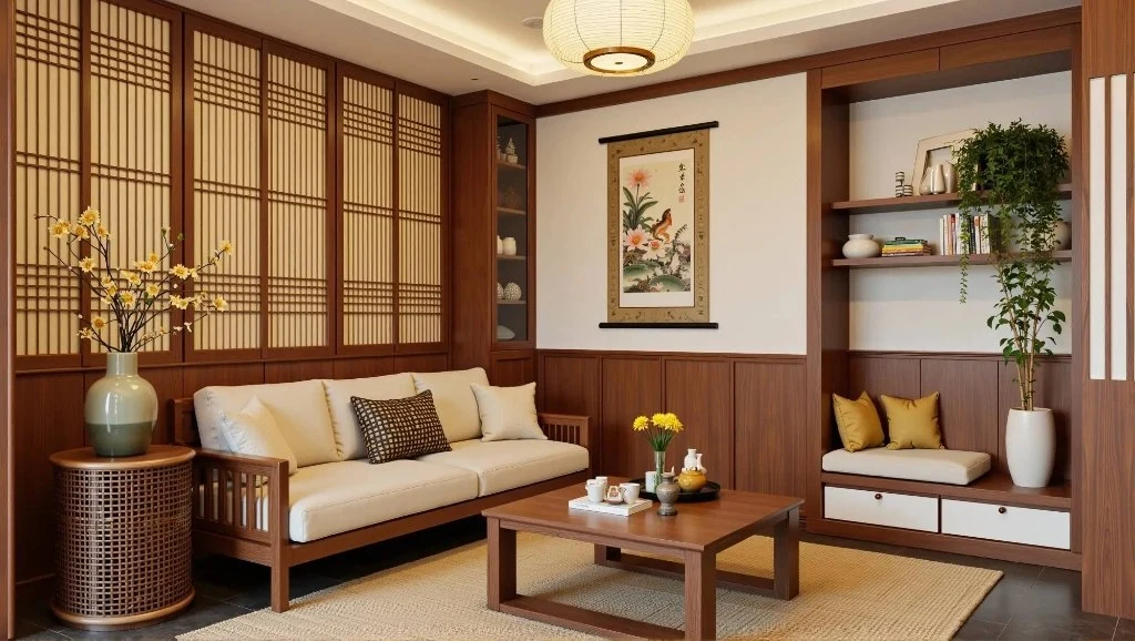 New Chinese Zen Style, Elegant and Leisurely Home living-room