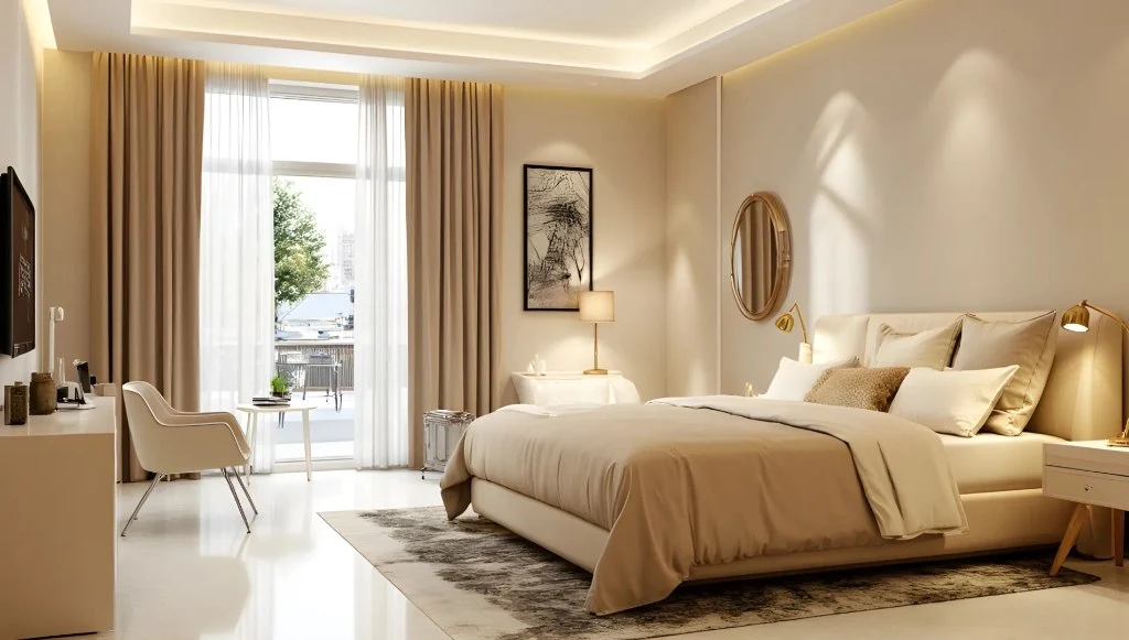Cream Tone Simple Luxury Style: bedroom