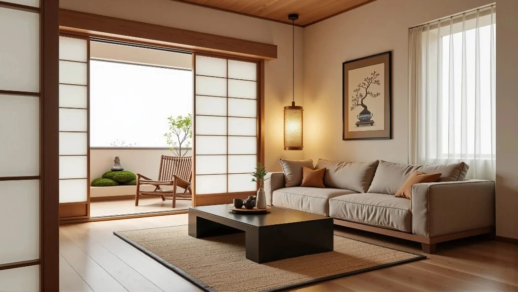 Japanese Zen Charm, Leisurely Living Space living-room